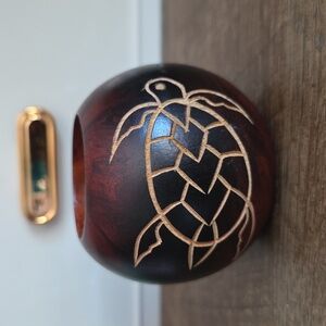 Handcrafted Brown Turtle Carved Wooden Candle Holder